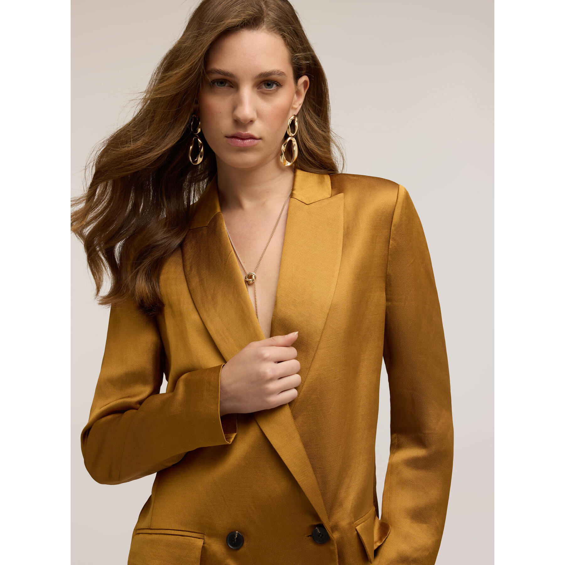 Motivi - Chaqueta estructurada de doble botonadura en mezcla de lino - Amarillo