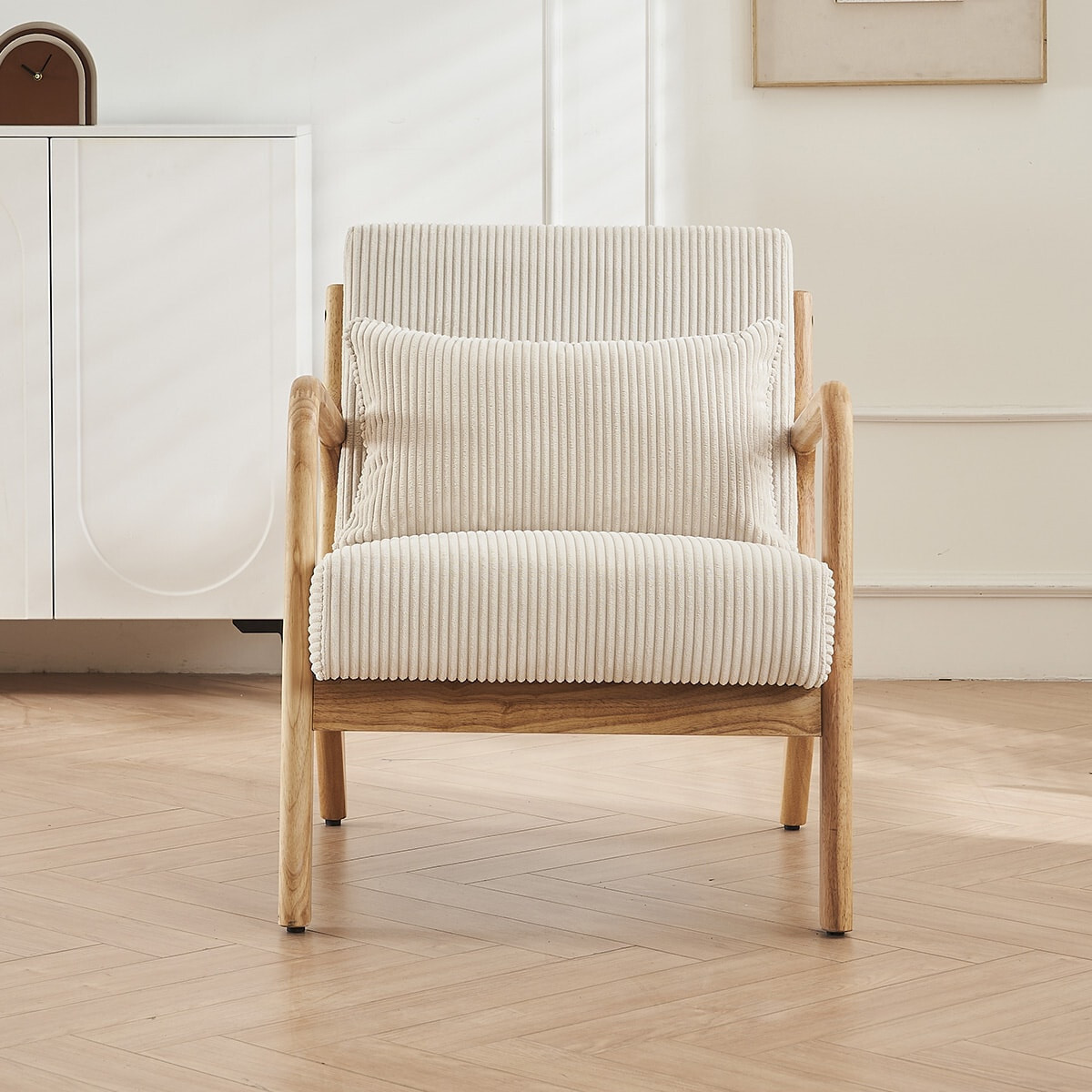 Fauteuil en bois et velours côtelé - LANNA