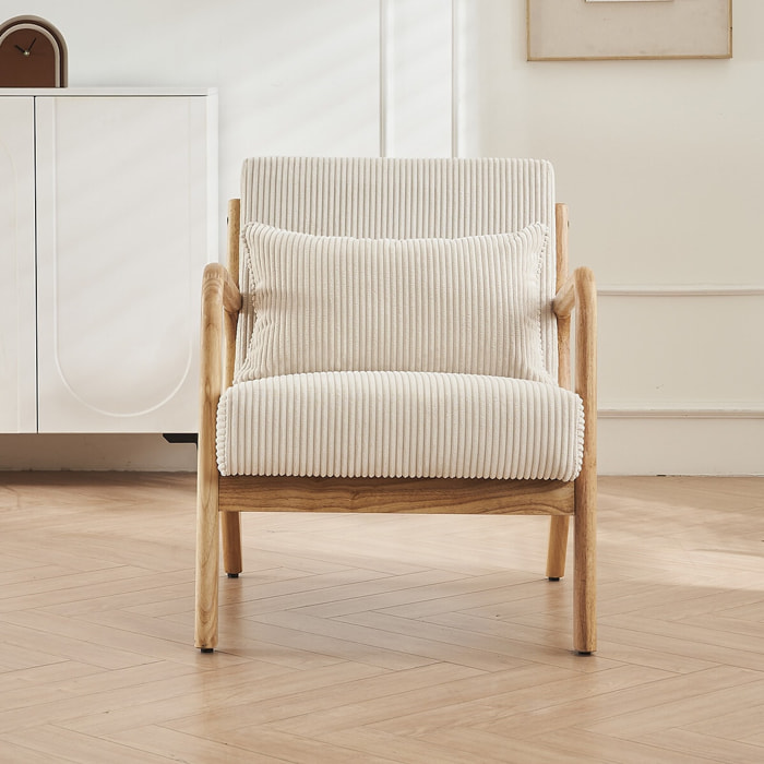 Fauteuil en bois et velours côtelé - LANNA