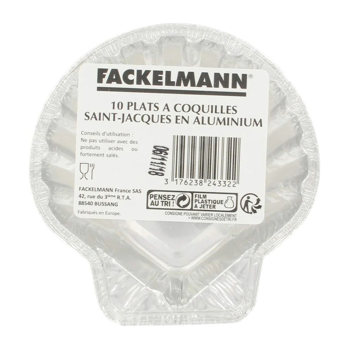 Lot de 10 plats à Saint-Jacques en aluminium  12,5 cm Fackelmann