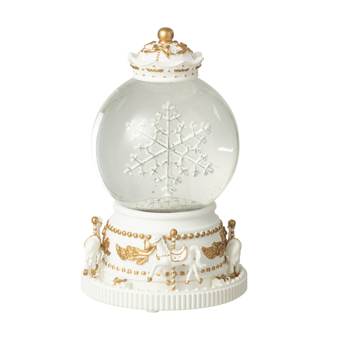 J-Line décoration Boule De Neige Chevaux - plastique - blanc/or