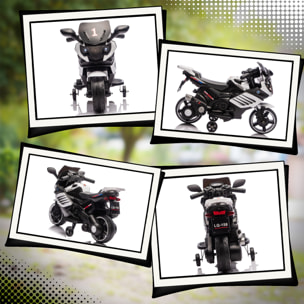 Moto Eléctrica para Niños 6V, Moto Eléctrica Infantil con Ruedas de Apoyo, Música, Faro, para Niños de 18-36 Mesas, Blanco