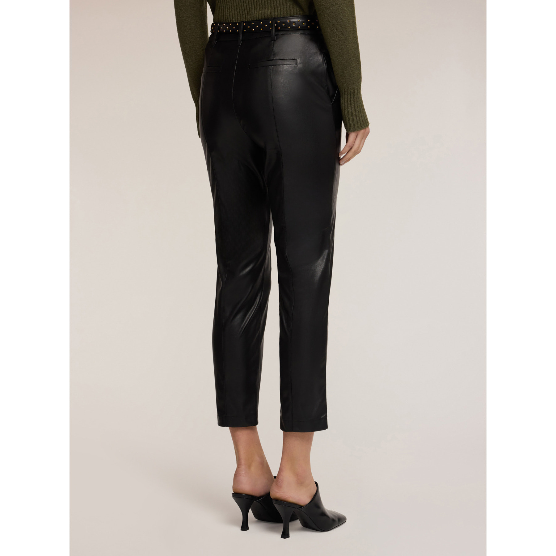 Motivi - Pantalones slim fit en tejido revestido - Negro