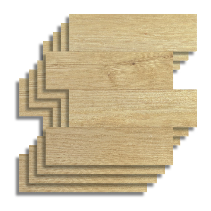 Crédence adhésive murale 3D  - Effet bois 4 pièces - Naturel
