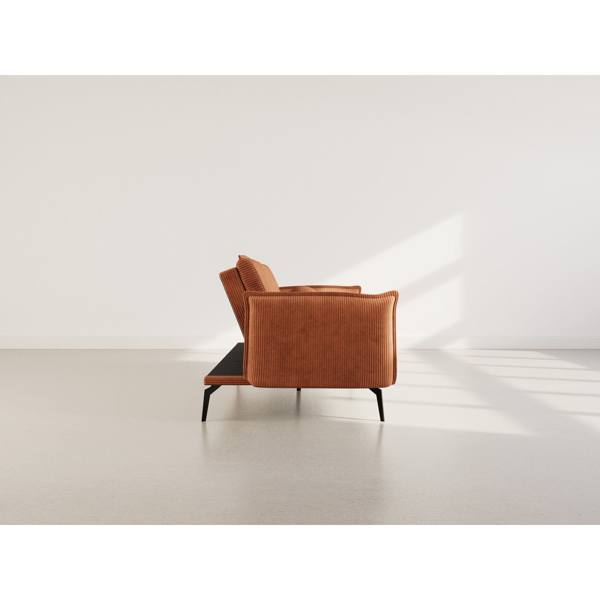 Lexie - Canapé convertible clic-clac 2 places en velours côtelé - Terracotta