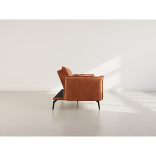 Lexie - Canapé convertible clic-clac 2 places en velours côtelé - Terracotta