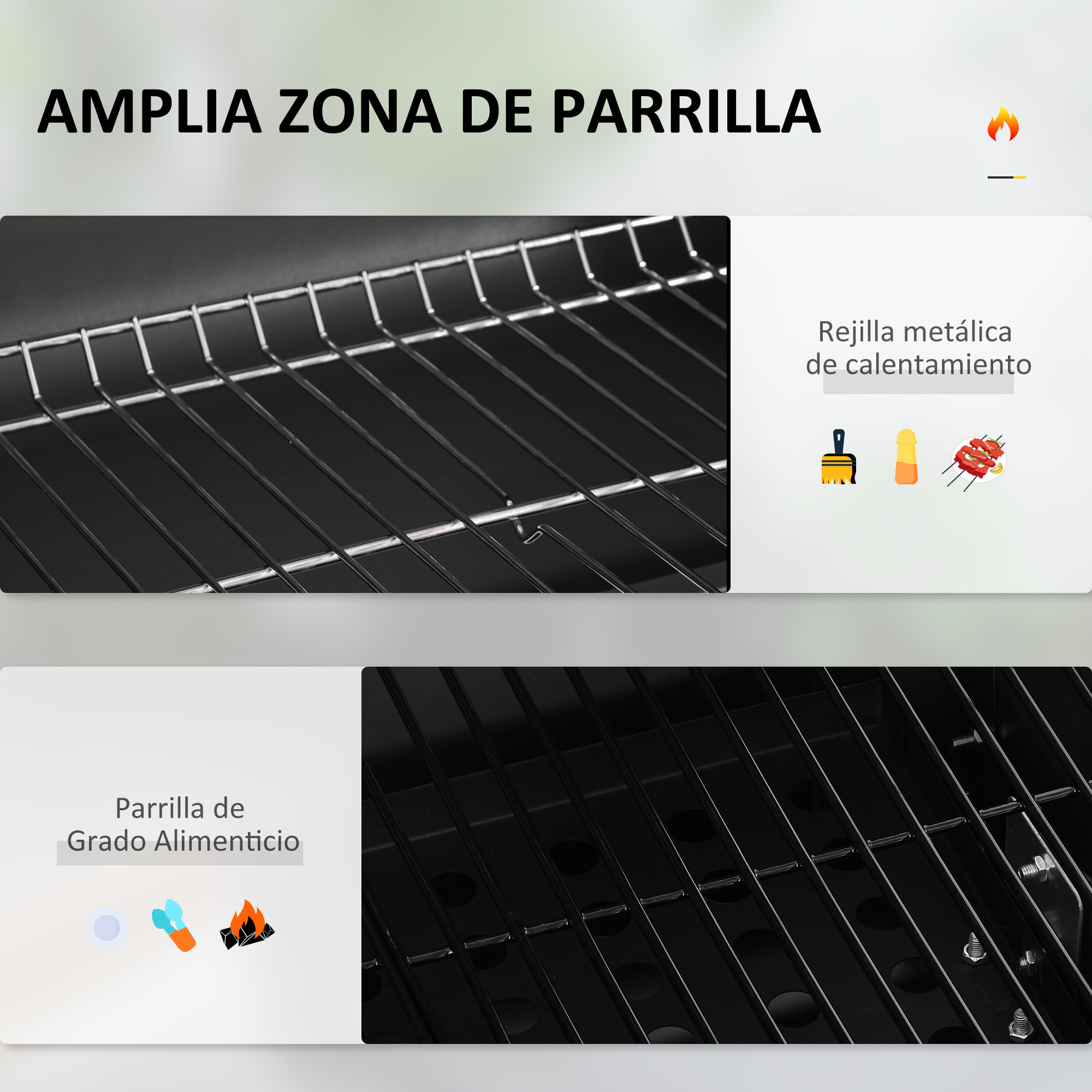 Barbacoa de Carbón con Ruedas Barbacoa con Tapa Parrillas de Acero Inoxidable Termómetro Brasero Ajustable Bandeja Lateral y Estante 113x65x108 cm Negro