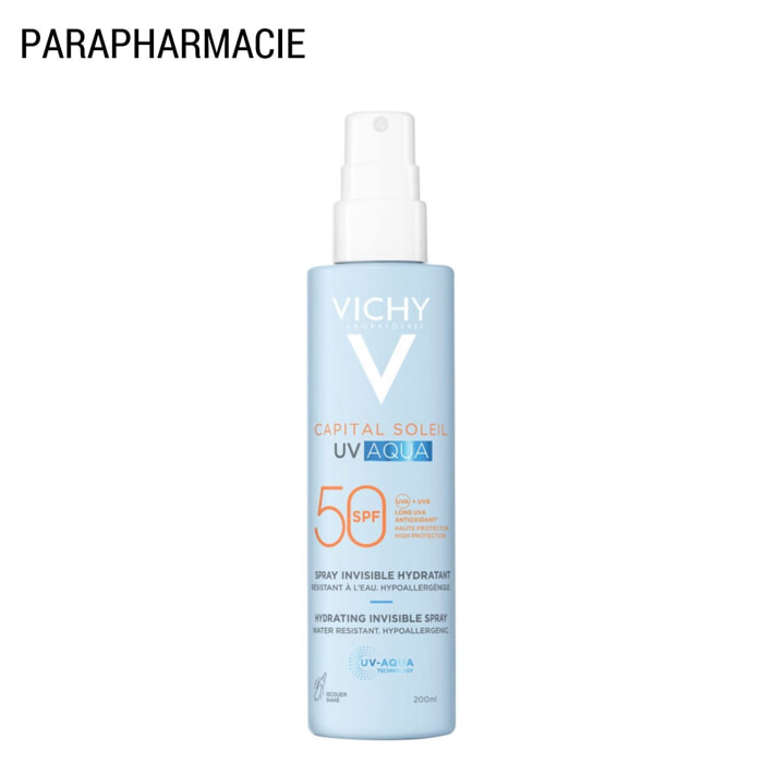 Capital Soleil UV-Aqua SPF50 - Spray Hydratant Invisible Resistant a l'Eau 200 ml