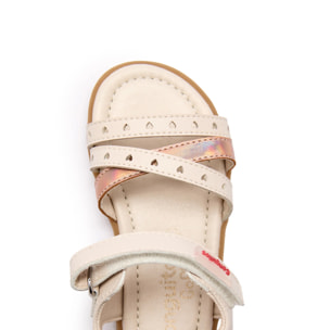 Sandalias Abiertas de Niña Respetuosas Goflex con Detalles de Corazones en Beige
