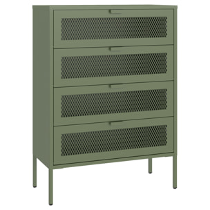 Meuble à chaussures 4 portes en métal vert kaki EMMA