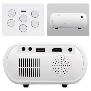 Videoproyector LCD M8 con 100 lúmenes ANSI, imagen de 20–80 pulgadas, soporte Full HD 1080p, duplicación de pantalla inalámbrica y por cable.