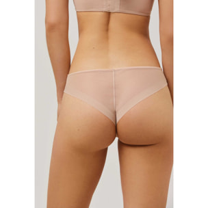 Slip brasiliane in tulle beige