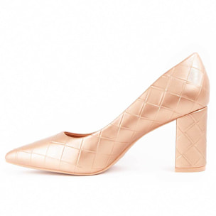 Zapato De Tacón - Dorado - Altura: 8 Cm