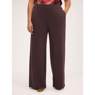 Fiorella Rubino - Pantaloni wide leg in tessuto scuba - Marrone