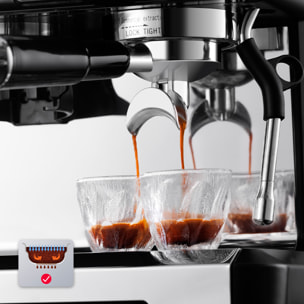 Cafetera de 2200W con 20 niveles de molido y sistema dual para café frío o caliente. Pantalla táctil, varilla de vapor, 20 bar de presión y tanque de 2,6 L.