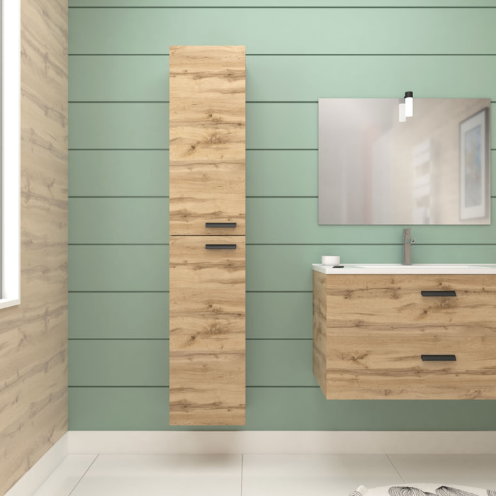 Meuble Colonne de salle de bains en mélaminé décor bois 30x25x150cm - BOX-IN