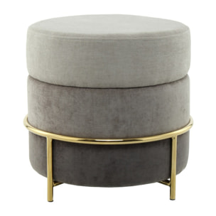 Pouf tondo Matilda 200 in velluto grigio e oro