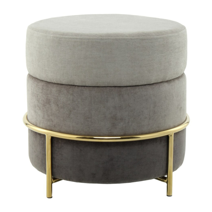 Pouf tondo Matilda 200 in velluto grigio e oro