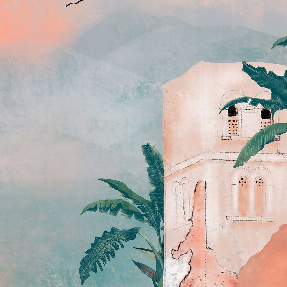 Affiche illustration ambiance la mamounia Affiche + cadre en bois - Noir