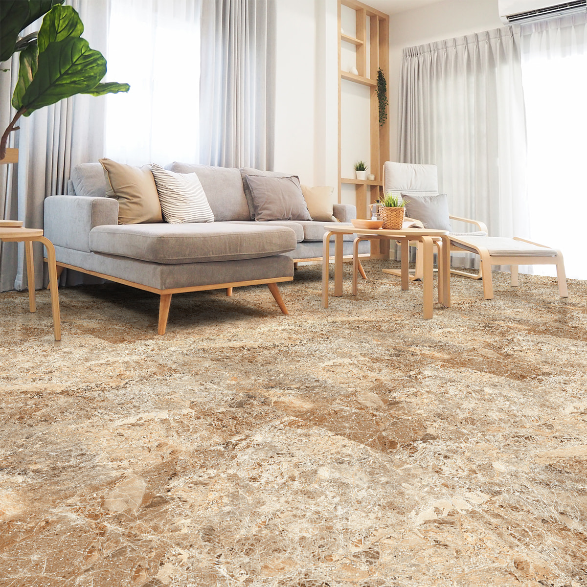 Revêtement sticker sol - MARBRE DE ANCÔNE - Rouleau adhésif Protection Anti-dérapant