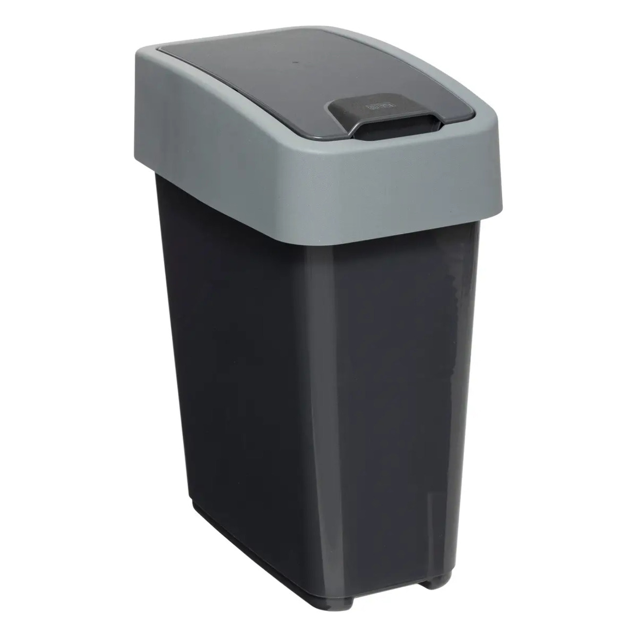 Poubelle 10L 2 ouvertures en plastique gris