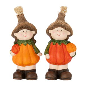 J-Line figurine Enfant Citrouille - céramique - orange - small - 2 pcs
