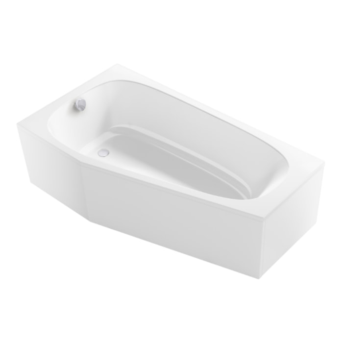 Pack baignoire bain douche 170 x 90 Bastille vidage à gauche blanc brillant + tablier en niche