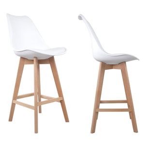 Lot de 2 tabourets scandinaves SVEN blanc avec coussin