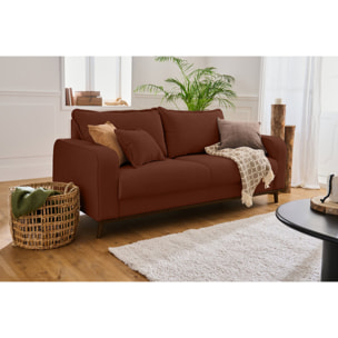 Albane - canapé 3 places - en velours côtelé - Rouille