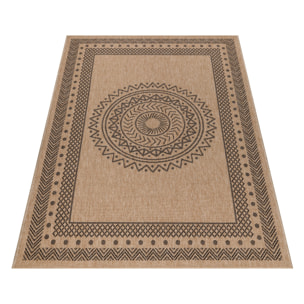 DHAKA - Tapis intérieur/extérieur aspect jute motif mandala noir