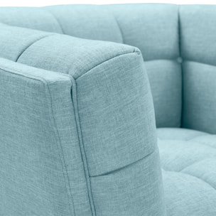 Fauteuil capitonné en tissu bleu clair - Carmen