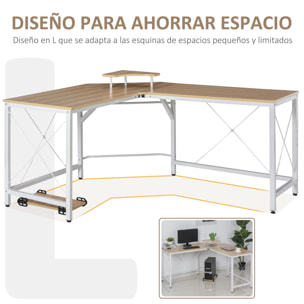 Mesa de Computadora Forma de L con Soporte 150x150x76cm
