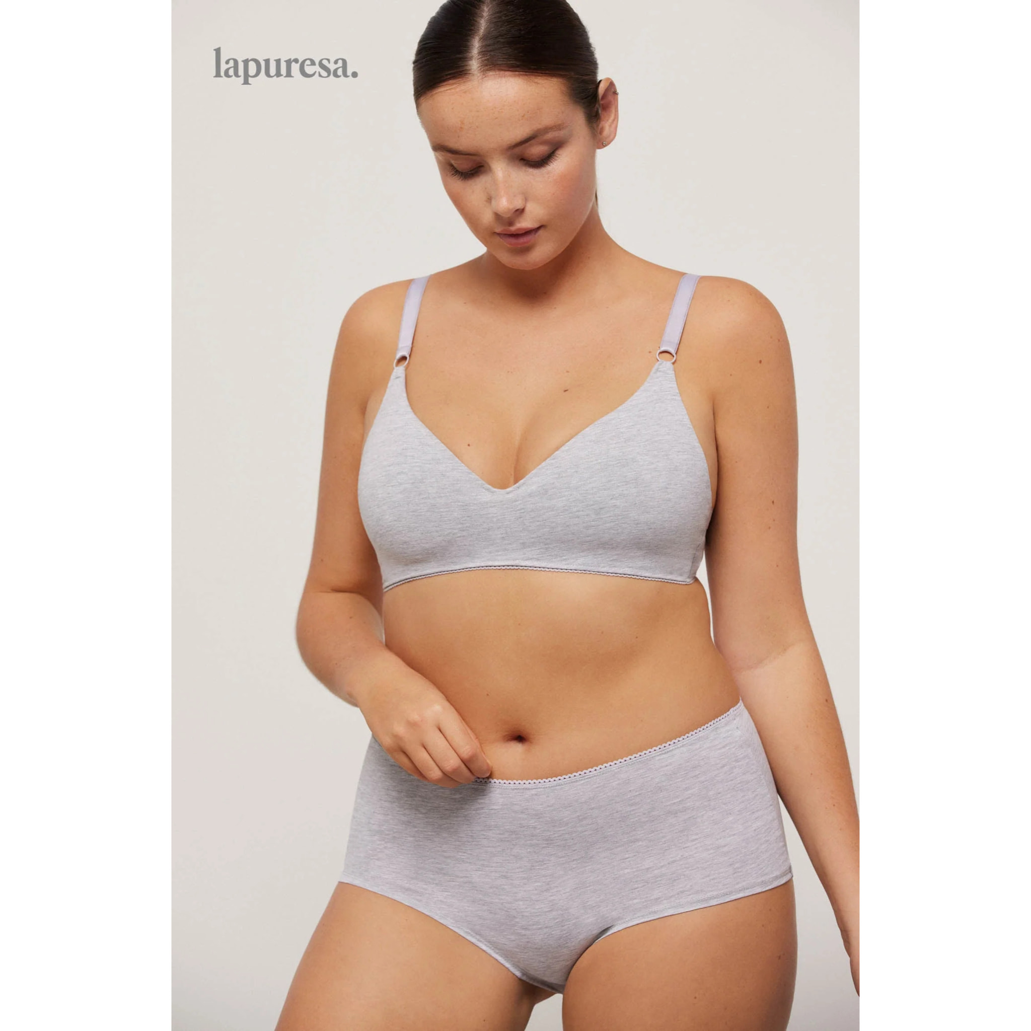 Reggiseno push-up senza ferretto in cotone biologico, grigio, coppe B e C