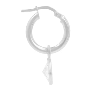 Orecchini a Cerchio in Argento 925 con Ciondolo in Cubic Zirconia