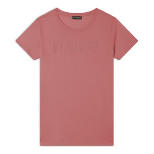 T-Shirt in jersey modal con Logo Strass