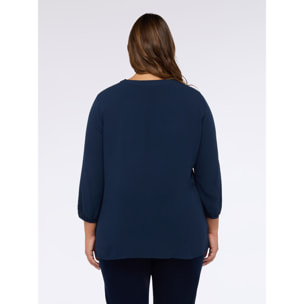 Fiorella Rubino - Blusa con bordado paisley en viscosa - Petrol Blue