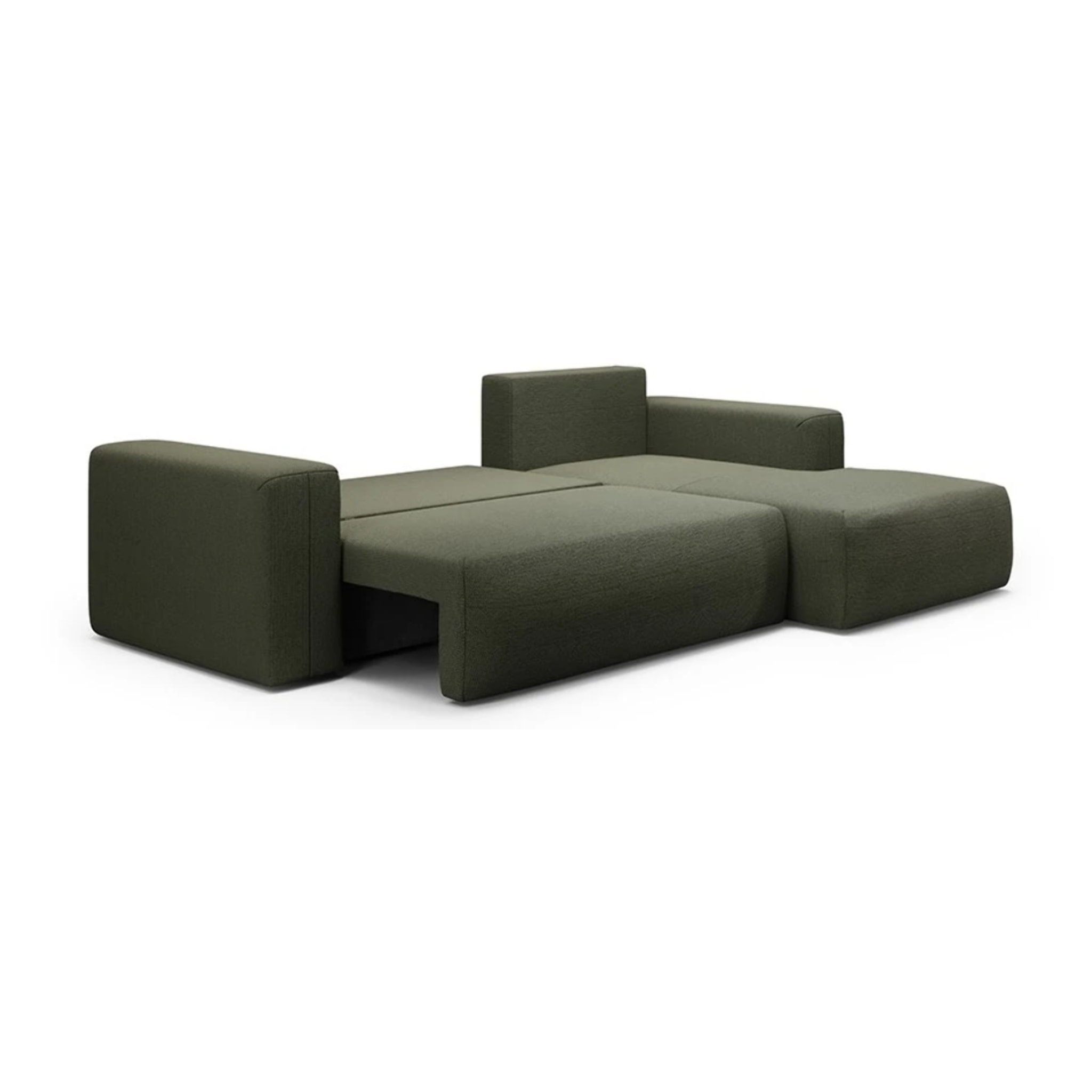 NALA - Canapé d'angle droit convertible 4 places en tissu kaki