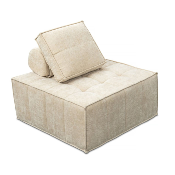 Chauffeuse en tissu texturé "Velluto" - 96 x 100 x 89 cm - Beige
