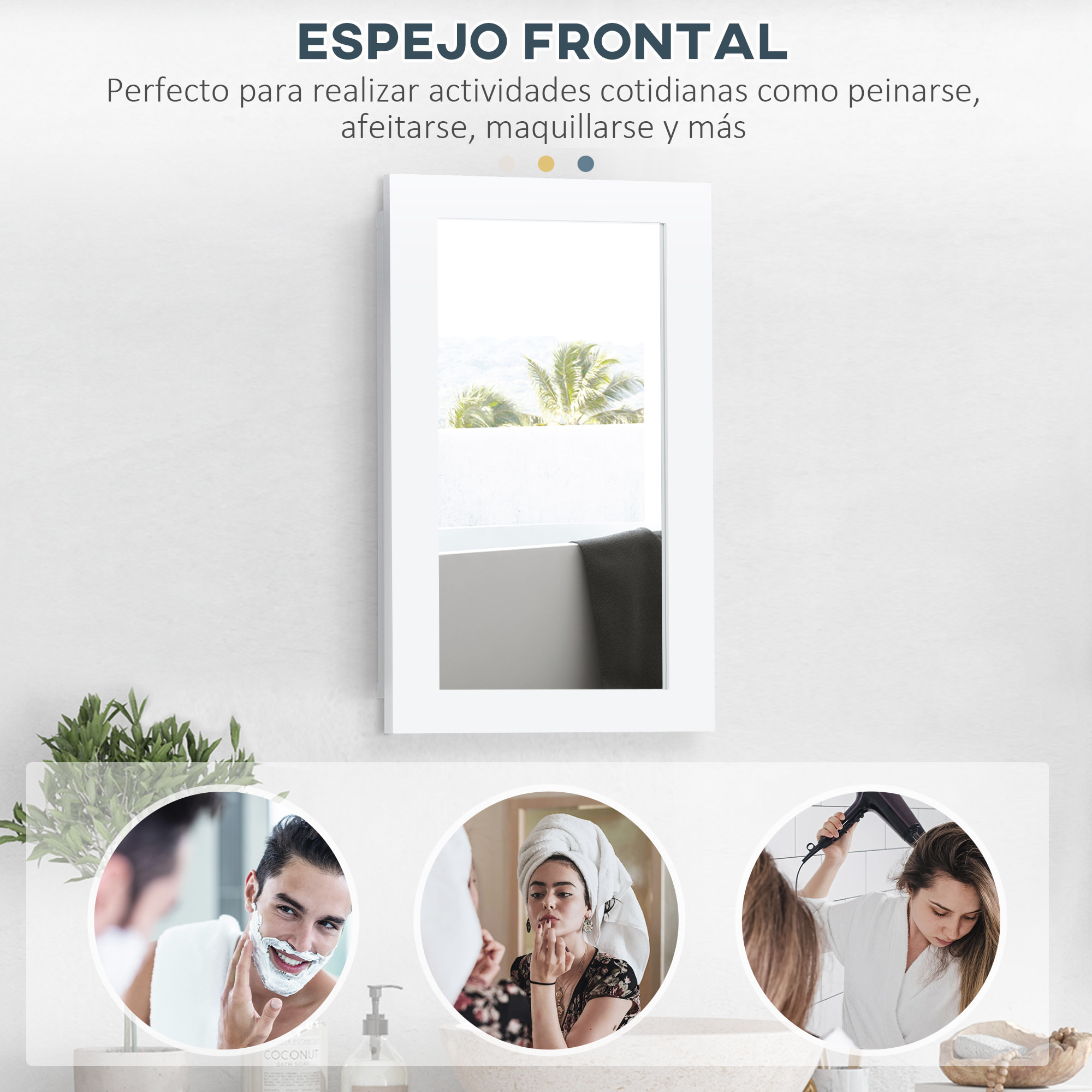 Armario con Espejo de Baño Botiquín de Pared Mueble Colgante para Baño con Puerta y Estantes Ajustables para Dormitorio Aseo 40x12x71 cm Blanco