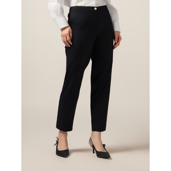 Oltre - Pantalones chinos de raso de algodón - Negro