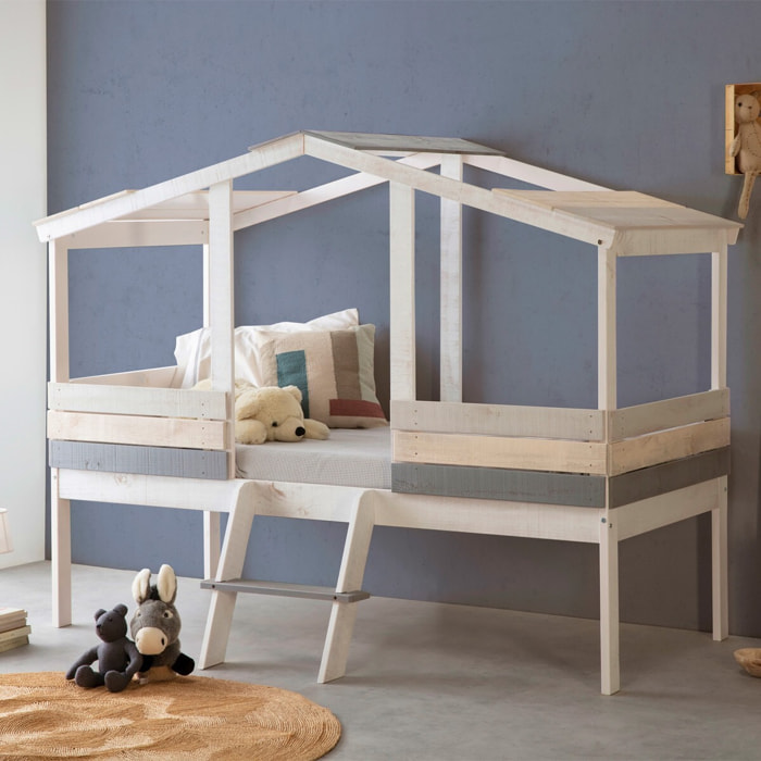 Lit cabane enfant rustique en bois  - MARTIN