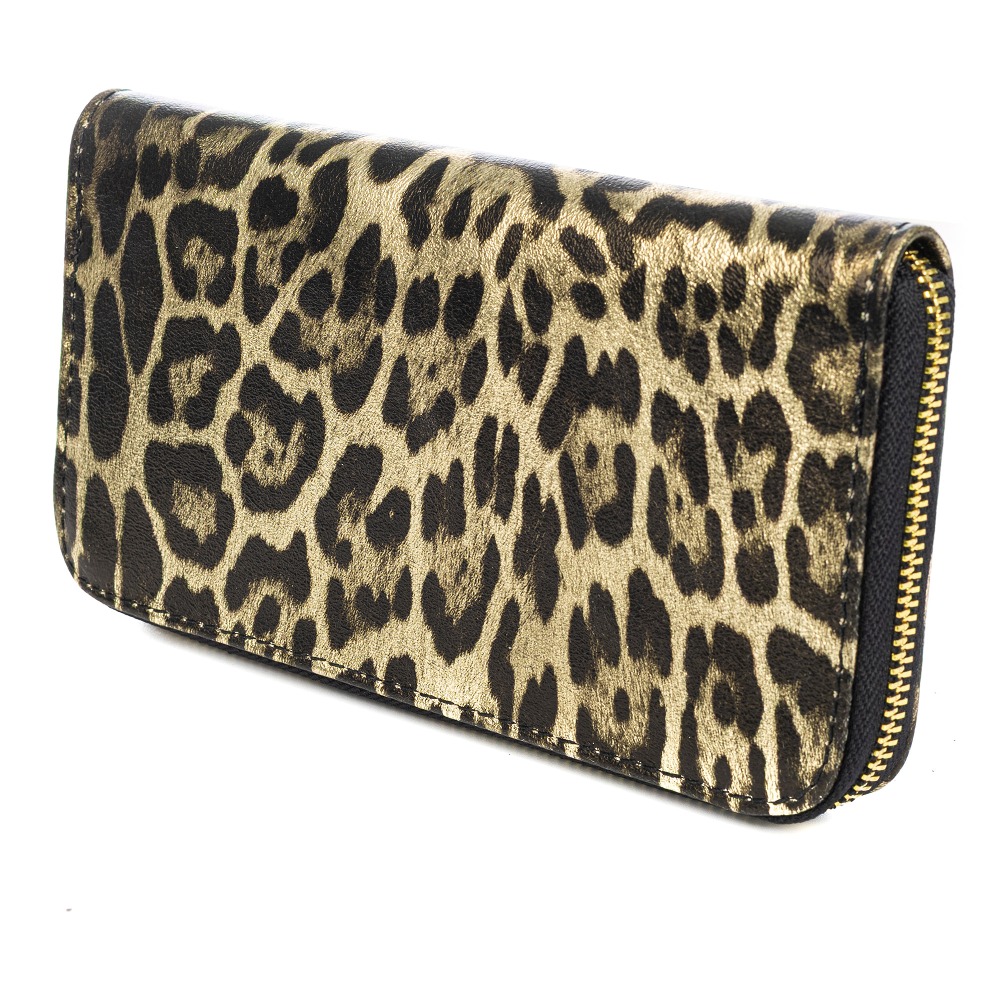 Avegno cartera mujer, de piel auténtica Gamuza con estampado animal print leopardo lacada brillante.