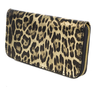 Avegno cartera mujer, de piel auténtica Gamuza con estampado animal print leopardo lacada brillante.