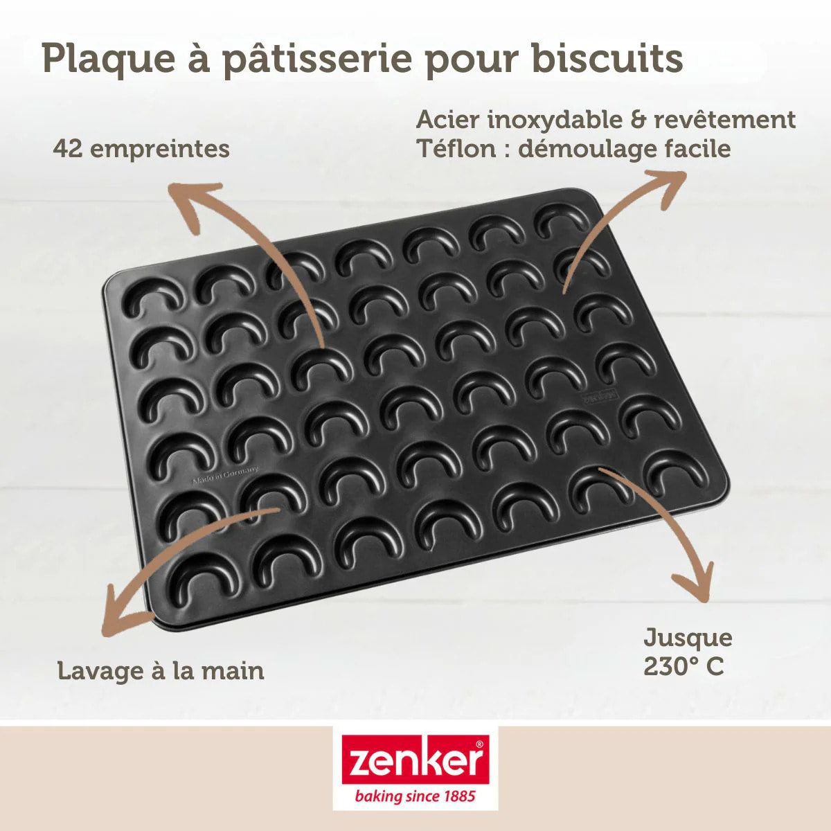 Moule pour vanille kipferl croissant vanille 42 x 32 cm Zenker Special Creative