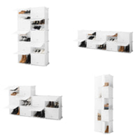 Scarpiera modulare portatile - 36 paia - bianco - 84x160x32 cm