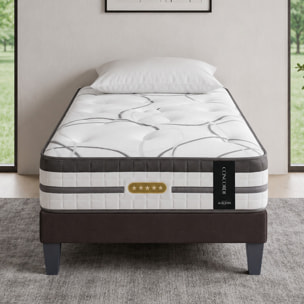 Ensemble Matelas Hybride Concorde & Sommier Tissu, Mémoire de forme & Ressorts ensachés, 26 cm, Technologie Tri-lattes, Soutien Ferme