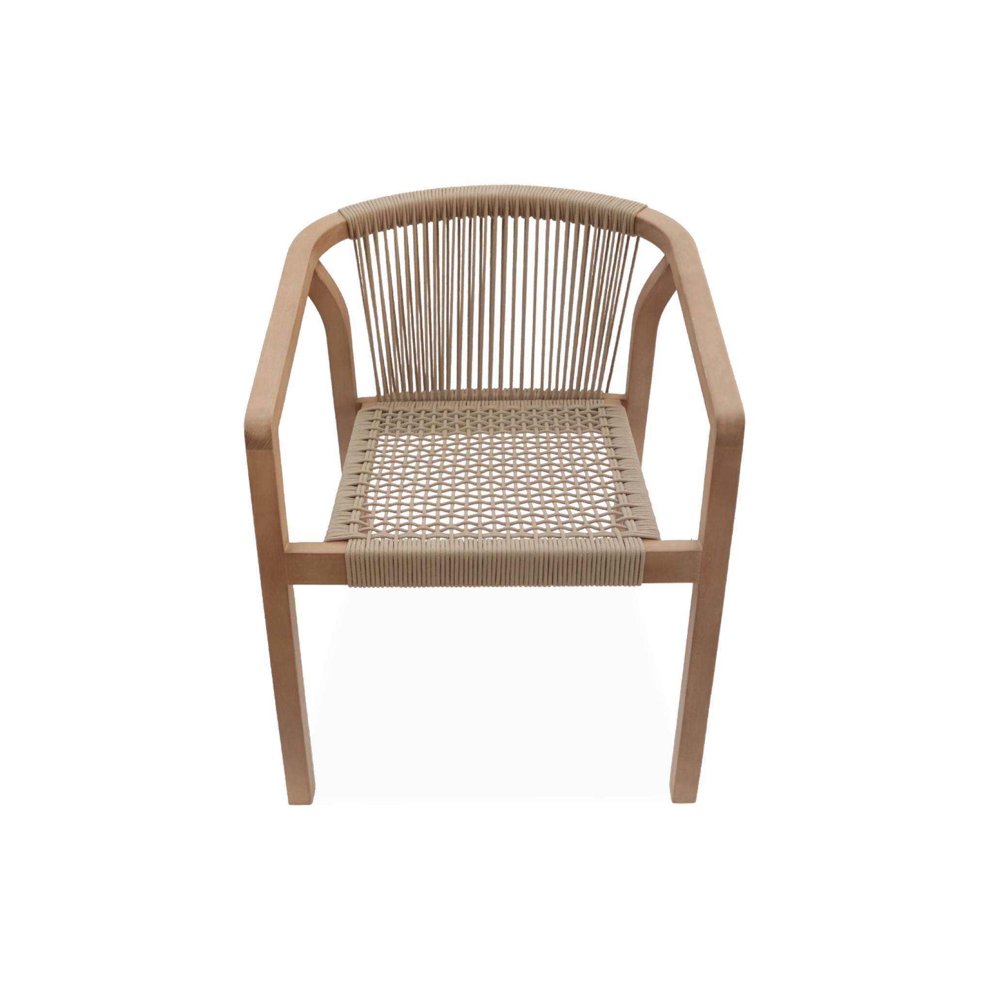 Chaise de jardin empilable bois d'eucalyptus et cordes (lot de 2) CALAMA