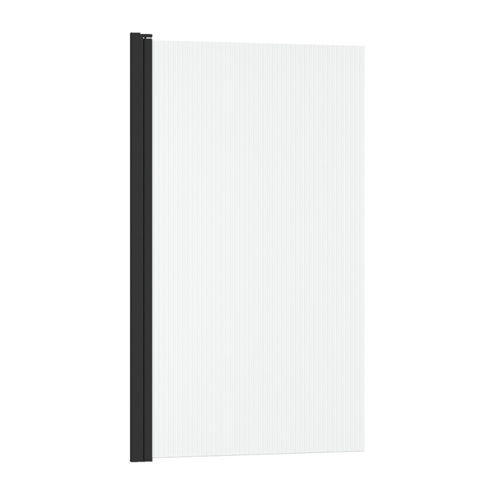 Pare baignoire Rabattable 80x140cm - Profilé Noir Mat - Verre Trempé Ondulé 5mm - WAVY
