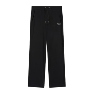 Pantaloni sportivi in interlock con gamba ampia dritta