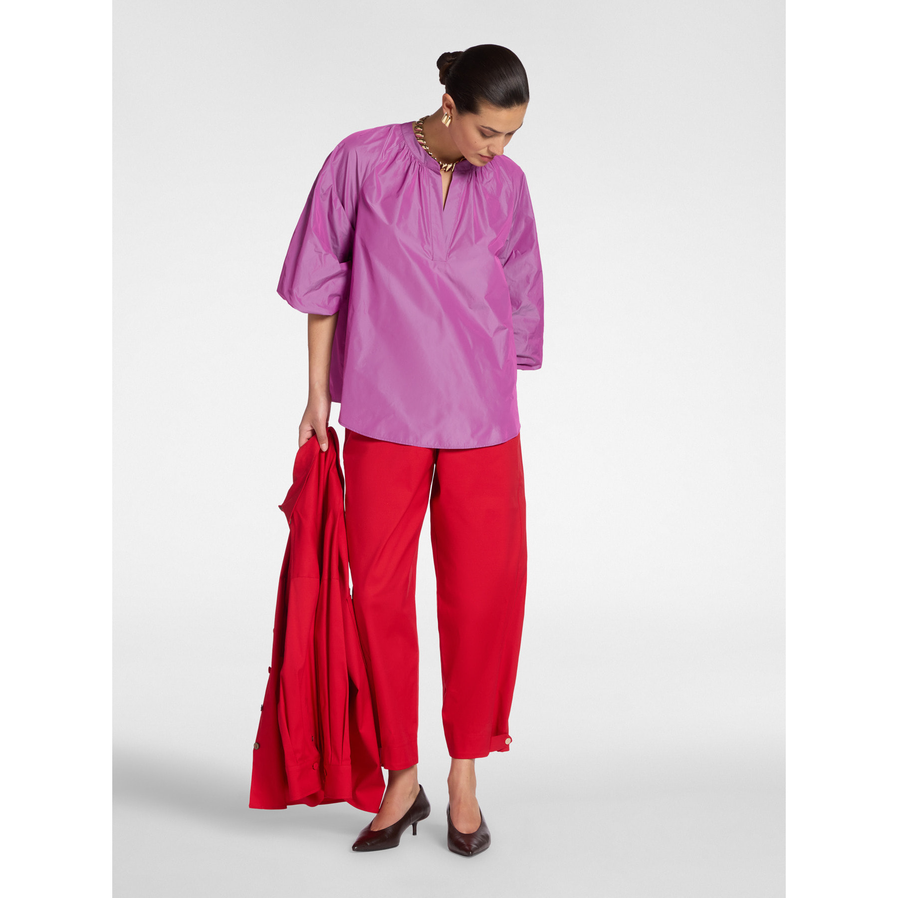 Elena Mirò - Blusa in taffetà - Rosa